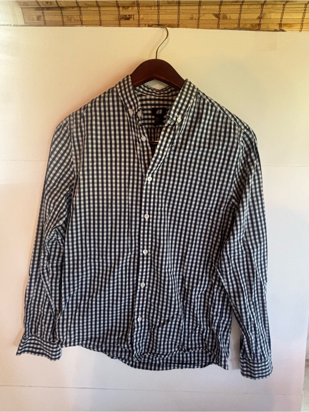 H&M Navy and White Gingham Button-Down Shirt